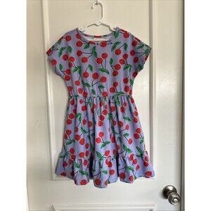 Hanna Andersson Girls Size  6-7 Purple Cherry Dress 120 Cm